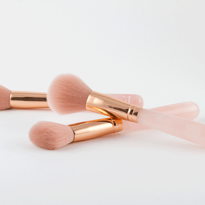 Rose quartz makeup brushes