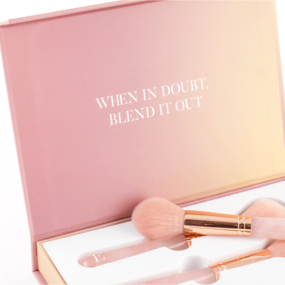 Rose quartz makeup brushes