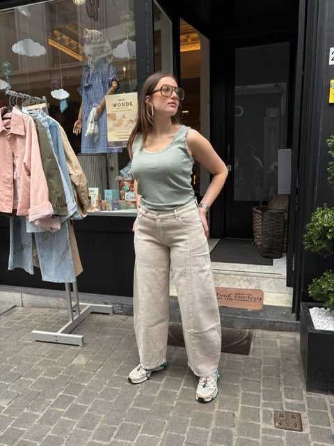 Parelgrijze balloon jeans dames