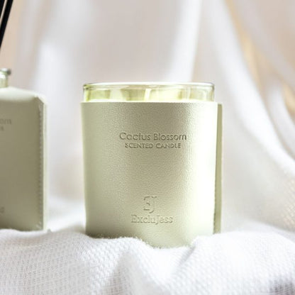 Premium leather scented candle – cactus blossom