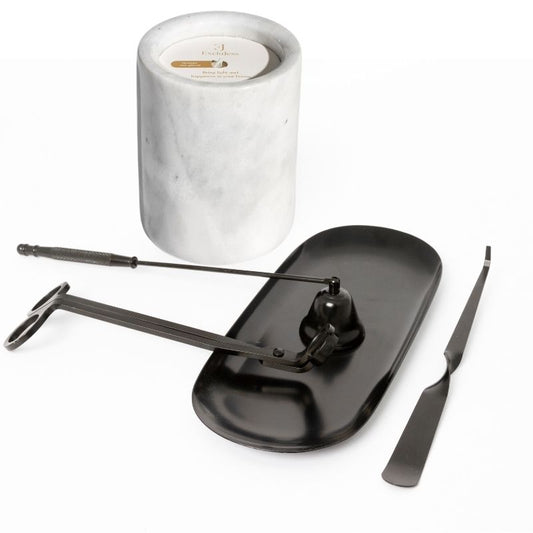Gift set – White marble candle with maintenance set