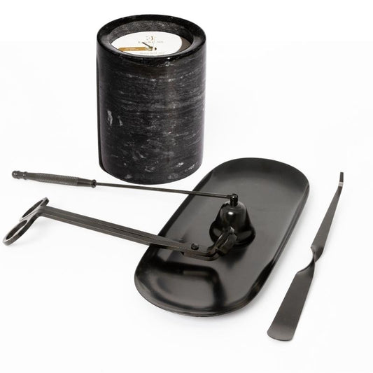 Gift set – Black marble candle with maintenance set