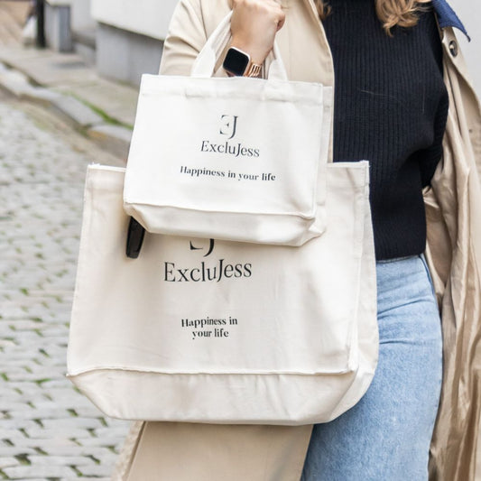 Shopping bag 'Happiness in your life' – beige