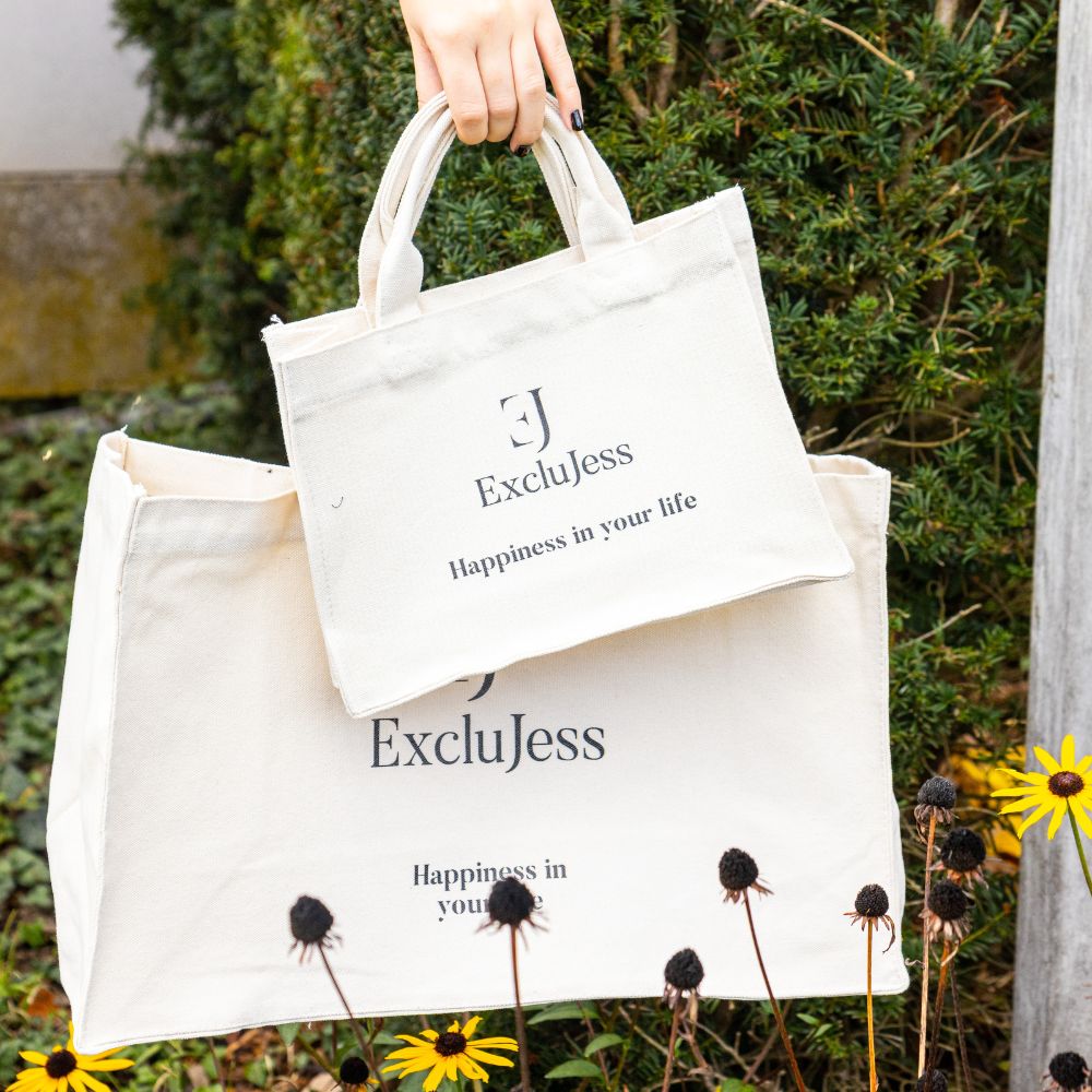 Shopping bag 'Happiness in your life' – beige