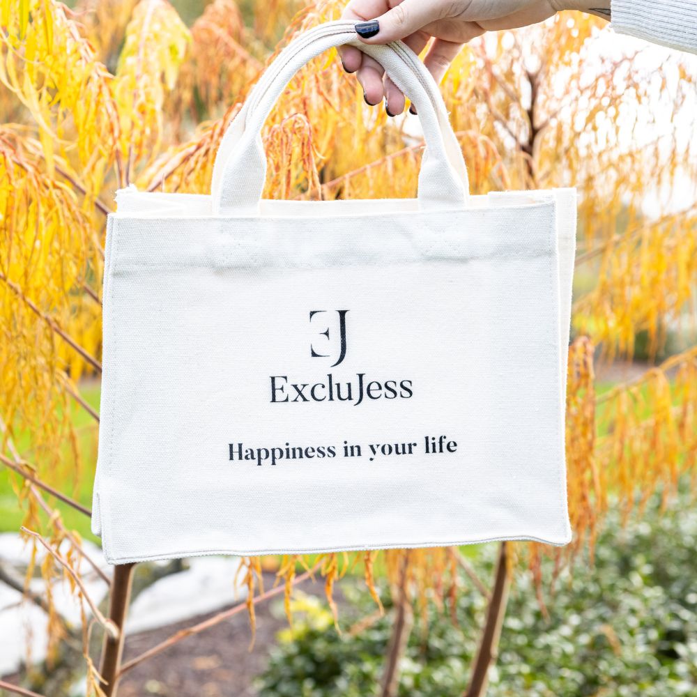 Shopping bag 'Happiness in your life' – beige