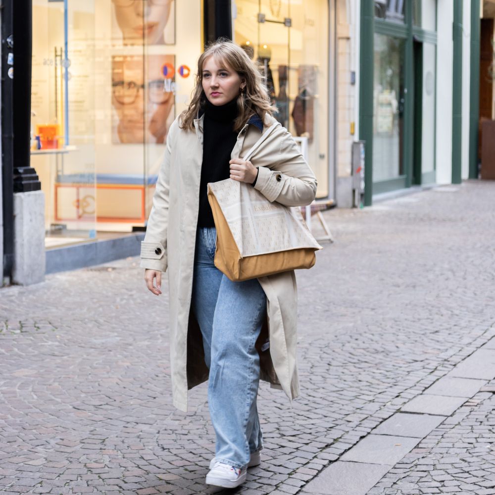 Shopping bag Exclujess – beige/gold (2 sizes)