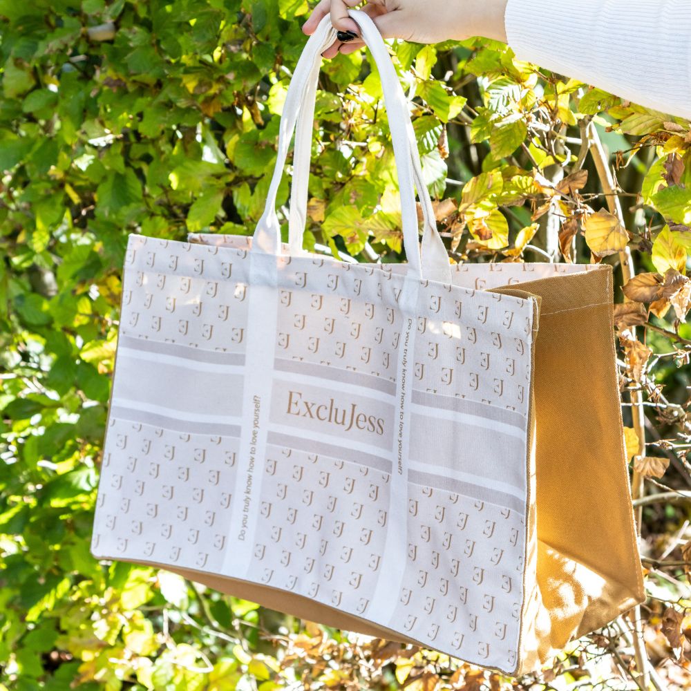 Shopping bag Exclujess – beige/gold (2 sizes)