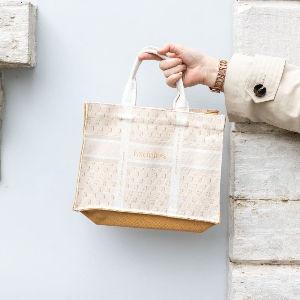 Shopping bag Exclujess – beige/gold (2 sizes)