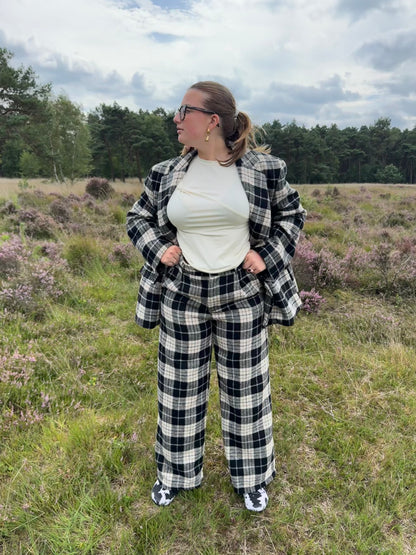 Baggy broek Londen met ruit patroon zwart