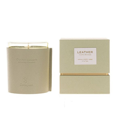 Premium leather scented candle – cactus blossom