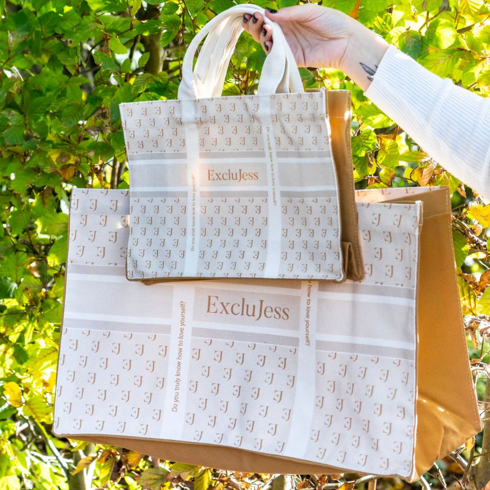 Shopping bag Exclujess – beige/gold (2 sizes)