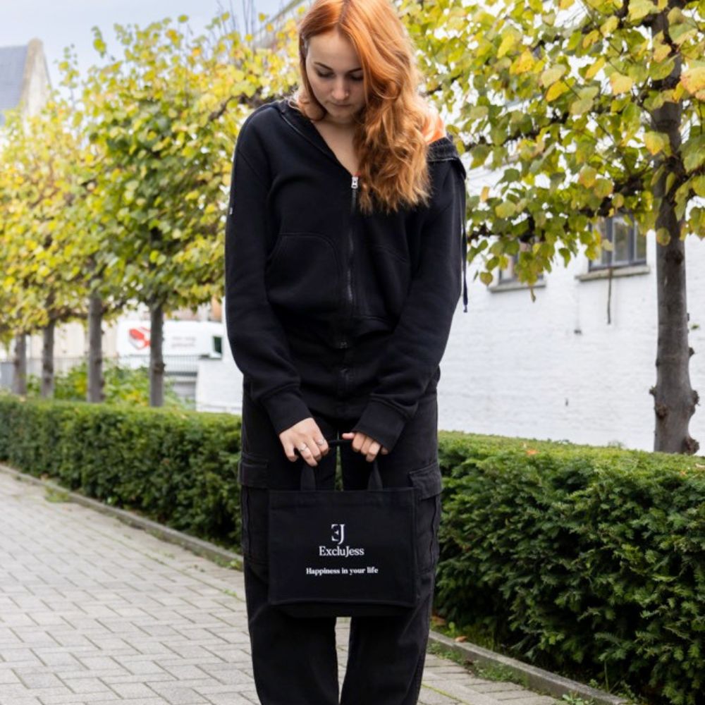 Shoppingtas ‘Happiness in your life’ – zwart