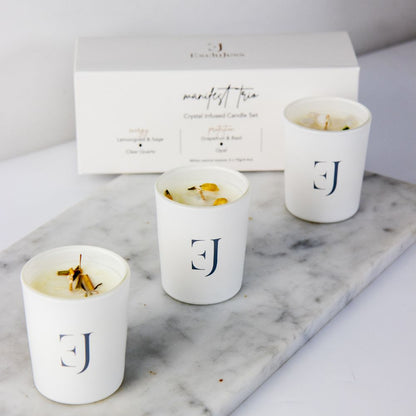Manifest candles – set of 3 – white