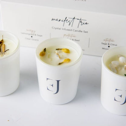 Manifest candles – set of 3 – white