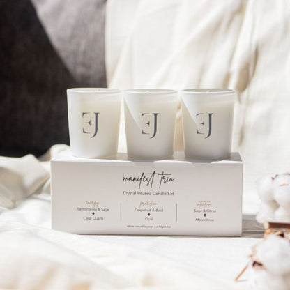 Manifest candles – set of 3 – white