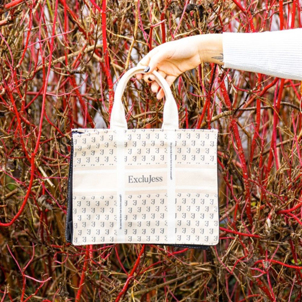 Shopping bag Exclujess – beige/black (2 sizes)