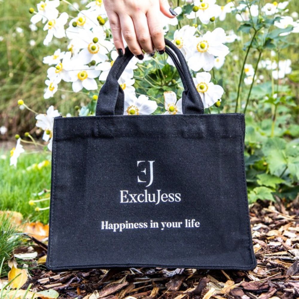 Shoppingtas ‘Happiness in your life’ – zwart