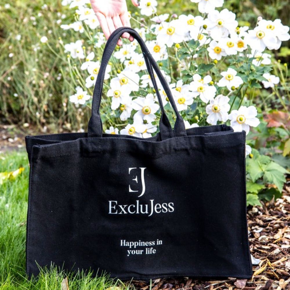Shoppingtas ‘Happiness in your life’ – zwart