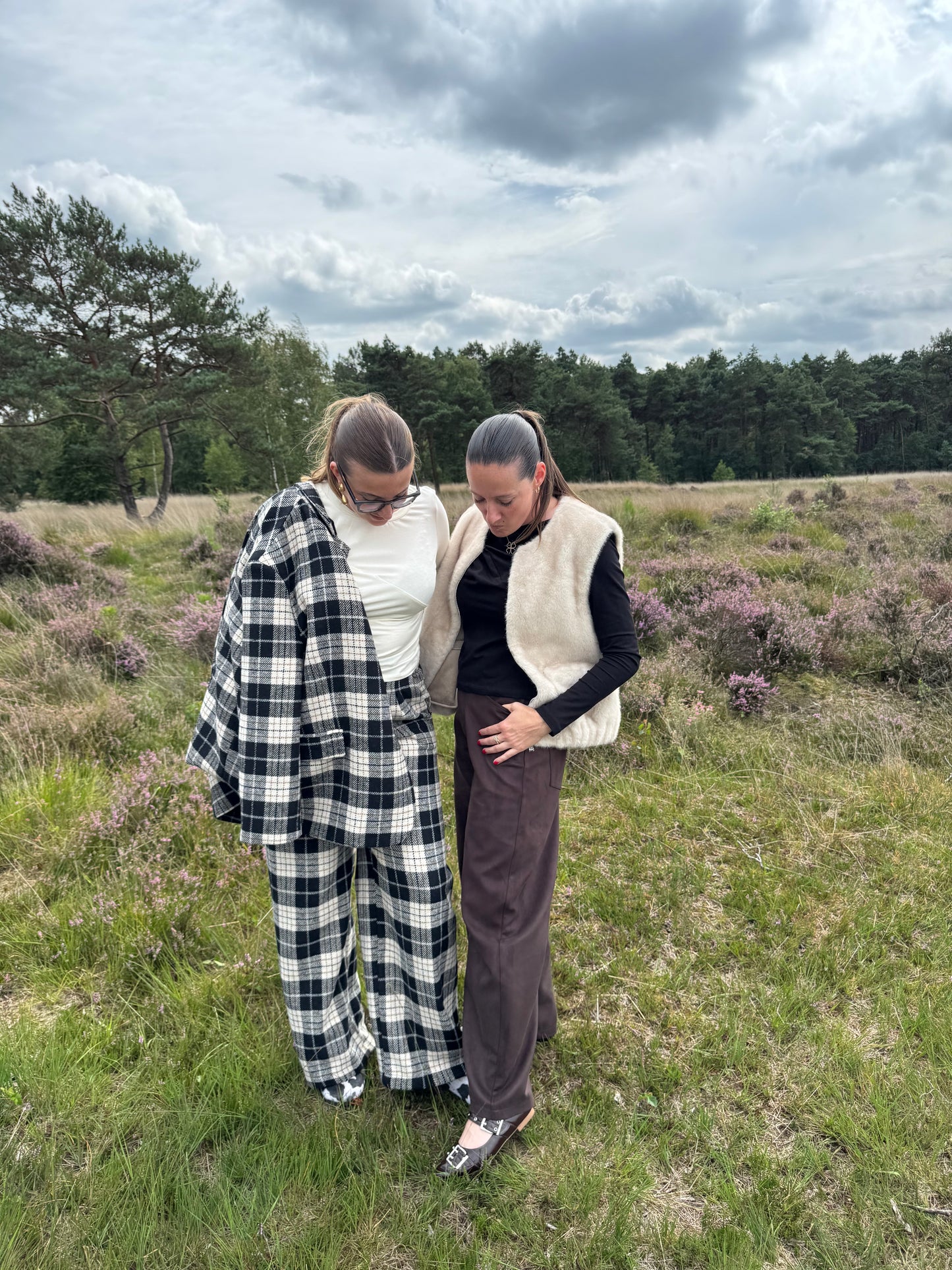 Baggy broek Londen met ruit patroon zwart